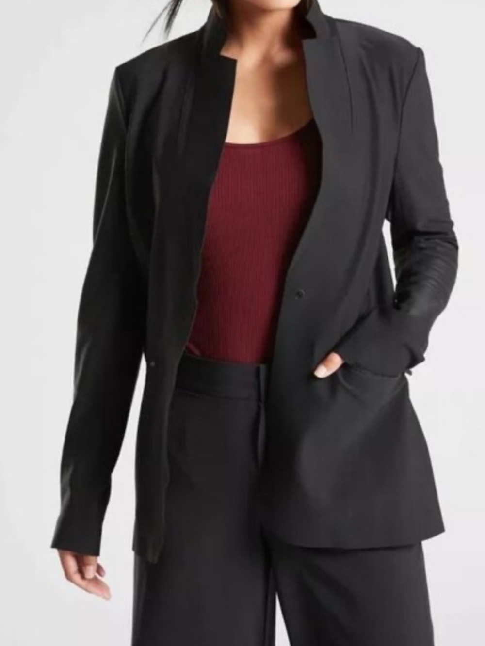 Athleta Women's Black Blazer Jacket Classic Tailored single button workwear